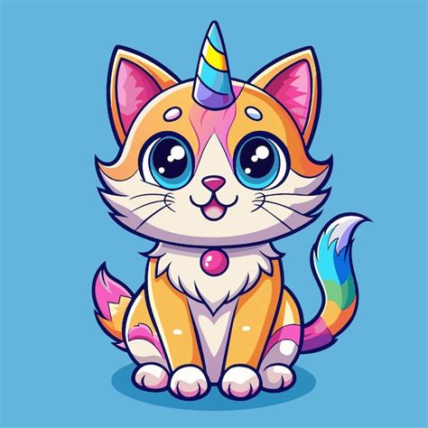 Un Gato De Dibujos Animados Con Un Sombrero Y Una Cola Coloridos