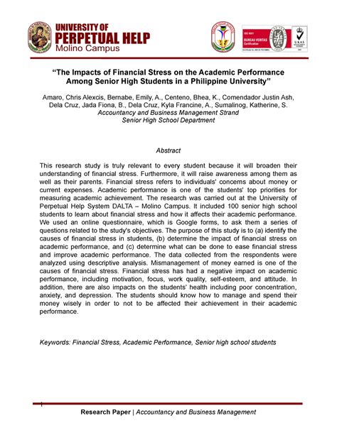 Group 6 Final Paper The Impacts Of Financial Stress On The Academic