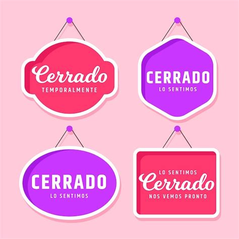 Conjunto de letrero de cerrado de diseño plano Vector Premium