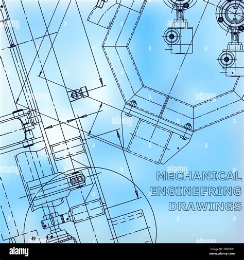 Plano Dibujos De Ingeniería Vectorial Fabricación De Instrumentos Mecánicos Azul Imagen