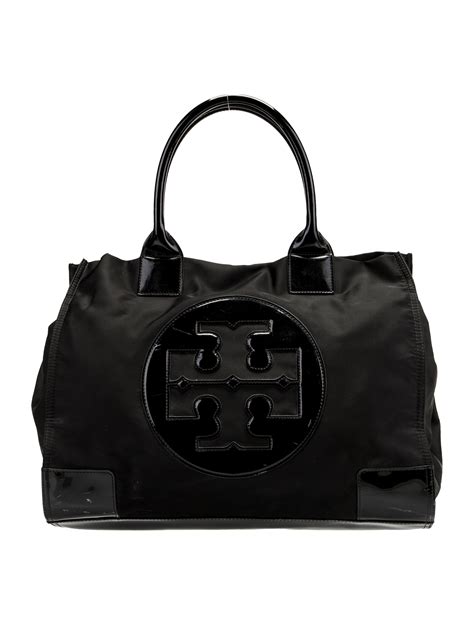 Tory Burch Patent Leather Trimmed Nylon Tote Black Totes Handbags Wto576838 The Realreal