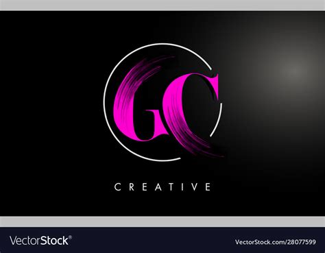 Pink Gc Brush Stroke Letter Logo Design Royalty Free Vector