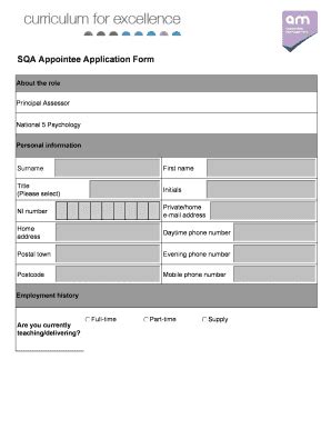 Fillable Online Sqa Org SQA Appointee Application Form Sqa Org Fax