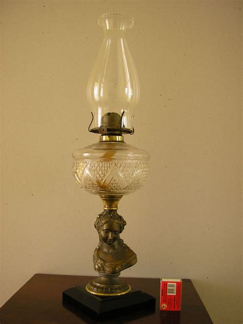 Beautiful Antique Figural Stem Kerosene Lamp