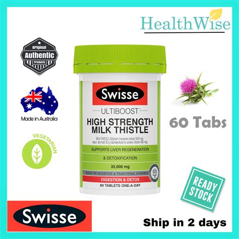 AUSTRALIA SWISSE High Strength Milk Thistle 60 Tabs Exp June 2026