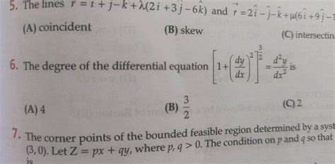 5 The lines r i jk λ 2i 3j 6k and r 2i j k μ 6i 9j 1 A coi