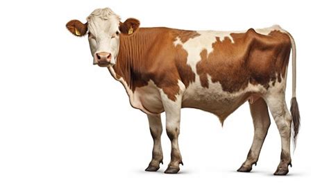 Premium AI Image A Brown And White Cow Standing On A White Surface