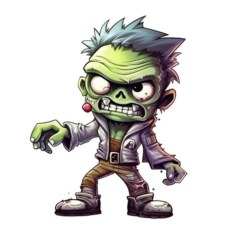 Cute Zombie Racer Cartoon Character Halloween Concept Illustration