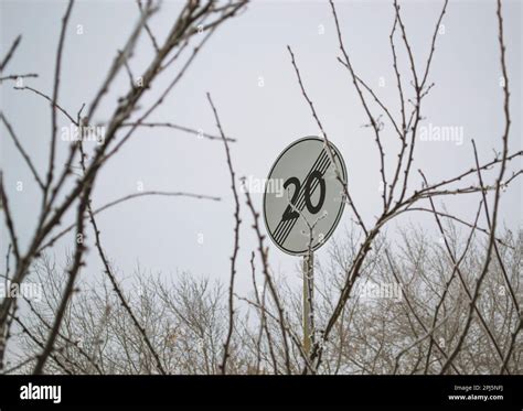 Sign The End Of The Maximum Speed Limit Zone In The Middle Of The