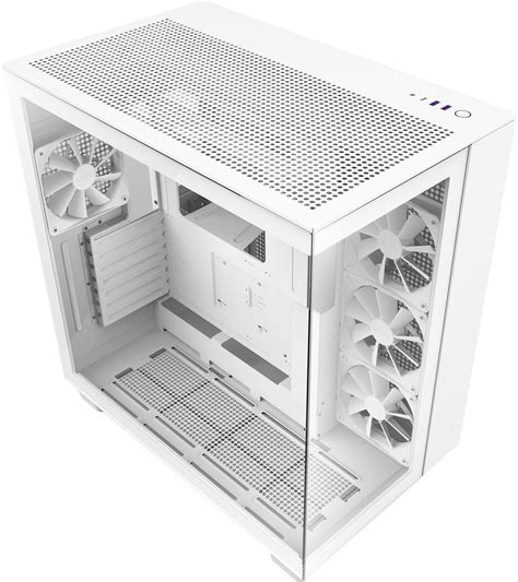 Nzxt H Flow Atx Mid Tower Pc Case With Dual Chamber White Cm H Fw