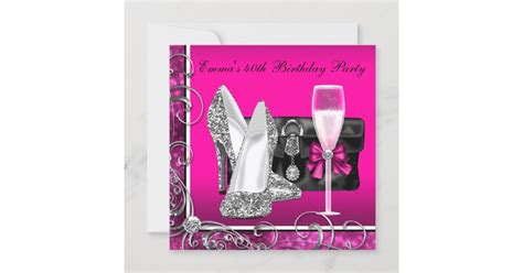 Womans Hot Pink Birthday Party Invitation Zazzle