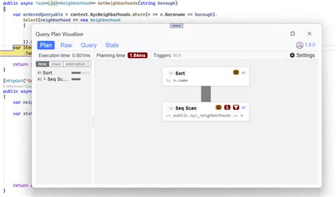 Entity Framework Core Query Plan Visual Studio Visualizer Rdotnet