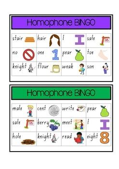 Homophone BINGO by hayley hewitson | TPT