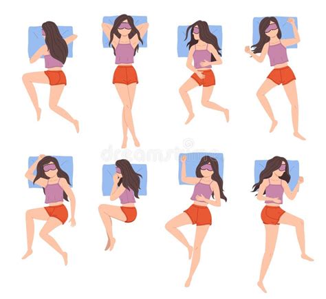 Girl Sleep Positions Woman Night Relaxing In Different Poses Top View