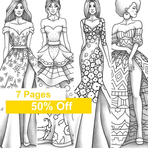 Wonderful Dress Coloring Book Colouring Pages High Quality Designs