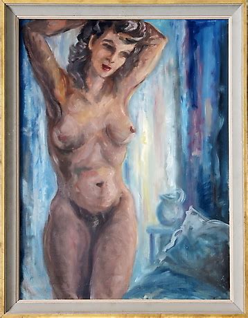 Oidentifierad Konstn R Nude Study Oil On Canvas Signed Art