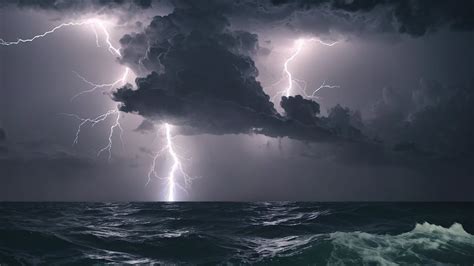 Thunderstorm At Sea Sounds For Sleeping Relaxing Thunder Rain Ocean