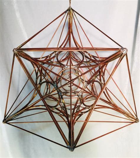 3d Metatrons Cube Allsphyr Copper Sacred Geometry Chandelier Etsy