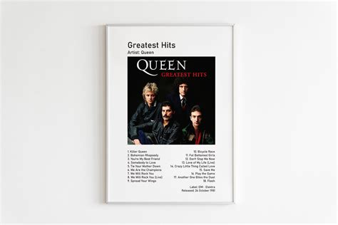 Queen Music Album Poster Queen Band Poster Queen Music Etsy