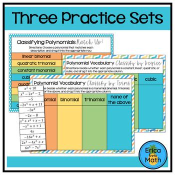 Classifying Polynomials Digital Drag Drop Activity By Erica Loves Math