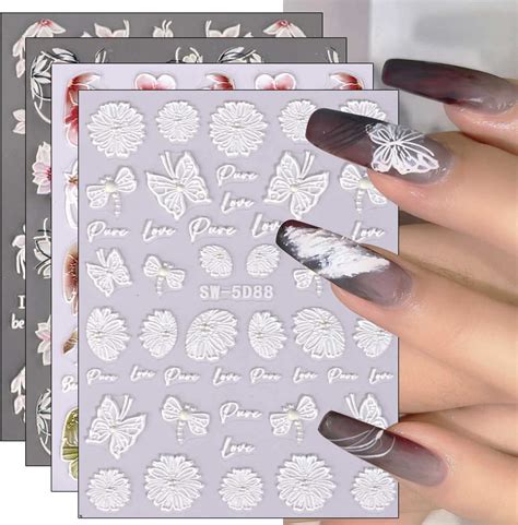 Amazon Jmeowio D Embossed Spring Flower Nail Art Stickers Decals