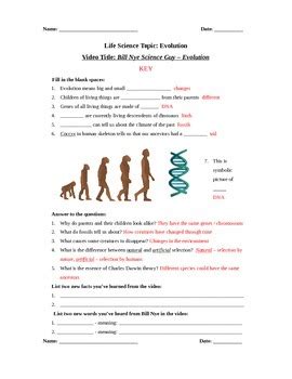 Bill Nye Science Guy Movie - Evolution. Video Worksheet & Key: Fun ... - Worksheets Library