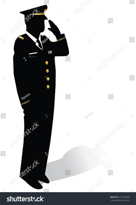 Silhouette Of Soldier Saluting Stock Vector Illustration 137781089 ...