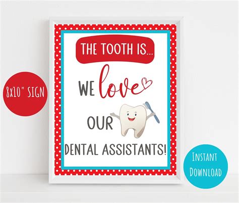 Dental Assistant Week Sign Printable Dental Appreciation Sign 8x10 Dental Office Assistants