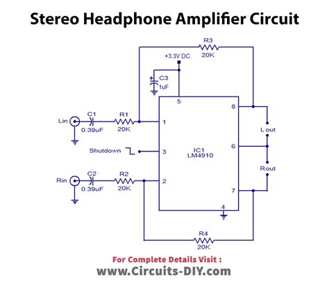 Stereo Headphone Amplifier Circuit Using LM4910