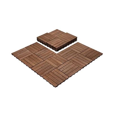 Yaheetech 27PCS Interlocking Patio Deck Tiles 12 X 12in Wood Floor