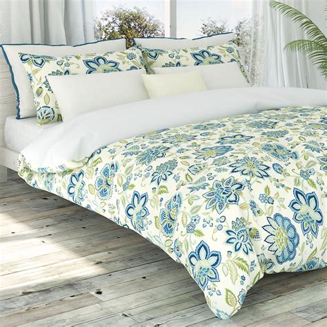 Bella Blue Jacobean Floral Duvet Cover Set by Colorfly