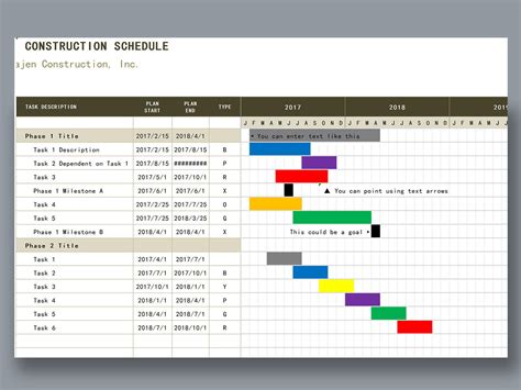 Excel Of Construction Schedule Gantt Chart Xlsx Wps Free Templates