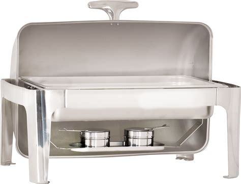 L Qt Stainless Steel Round Chafing Dish With Roll Top Cover Omcan