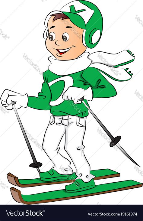 Boy Skiing Royalty Free Vector Image Vectorstock