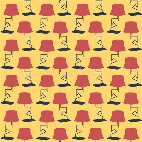 Table Lamp Seamless Pattern In Abstract Hand Drawn Style Stock