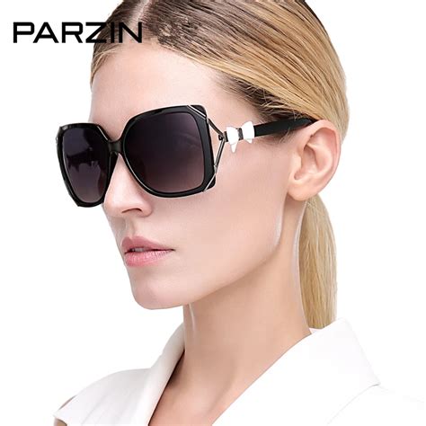 Parzin Luxury Bow Sunglasses Women Oversized Polarized Sunglasses Black Summer Shades Female