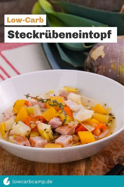 Steckrübeneintopf Low Carb herzhaft mit würzigem Kassler