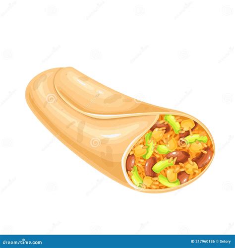 Tortilla Burritos Wrap Vector Cartoon Illustration Mexican Burritos