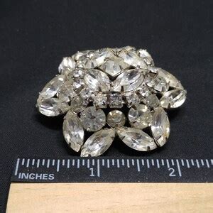 Kramer Of New York Clear Rhinestone Brooch Rhodium Plated Etsy