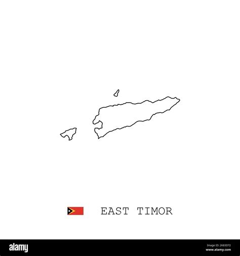 East Timor vector map outline, line, linear. East Timor black map on ...