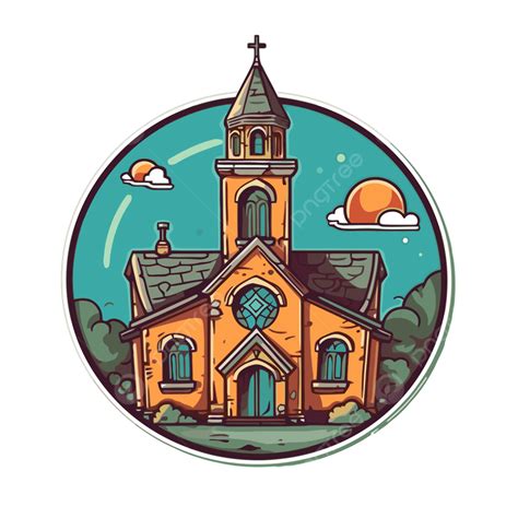 Vintage Church With Old Style Cartoon Logo Clipart Vector Church