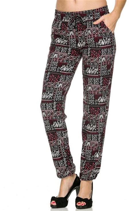 2luv Womens Mix Print Jogger Pants W Drawstring Waist This Is An