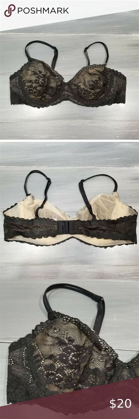 Sexy Victorias Secret Black Lace Demi Bra With Lift And Sheer Mesh