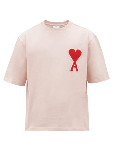 Ami Alexandre Mattiussi Ami De Caur Logo Patch Cotton T Shirt In Pink