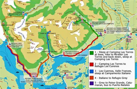 Torres Del Paine Trekking Map