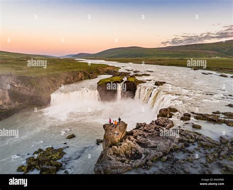 Aerial Godafoss Waterfalls Iceland This Image Was Shot Using A