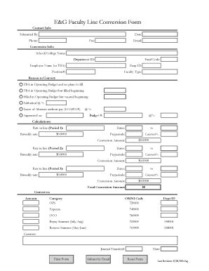 Fillable Online Budget Fsu Eampg Faculty Line Conversion Bformb