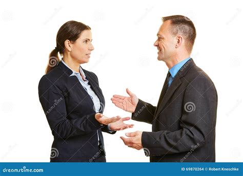 Communication With Two Talking Business People Stock Photo Image Of