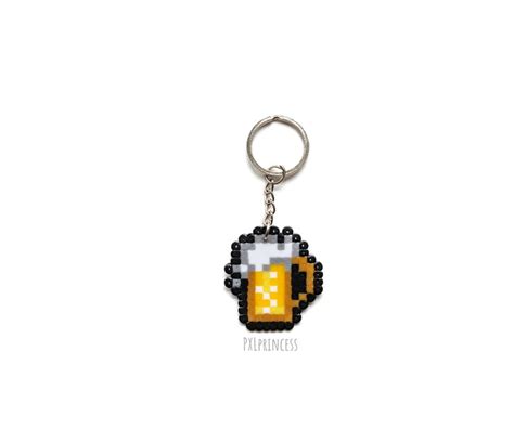 Beer Mug Keychain Pixel Art Beer 8 Bit Beer Hama Perler Beads Etsy