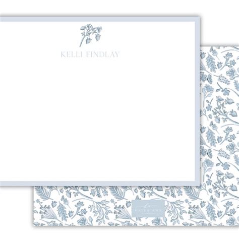 Custom Blue Botanical Stationery Set Custom Blue Botanical Etsy